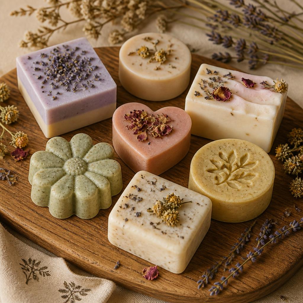 Jabones artesanales de diferentes formas y aromas